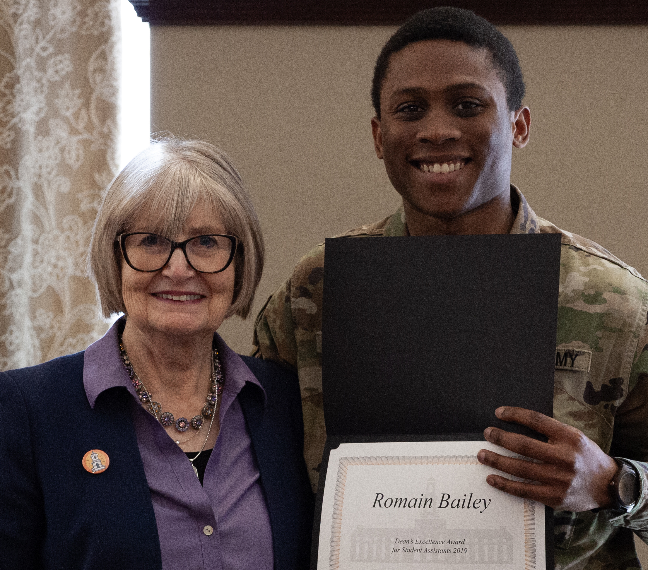 Dean Johnson with a student awardee