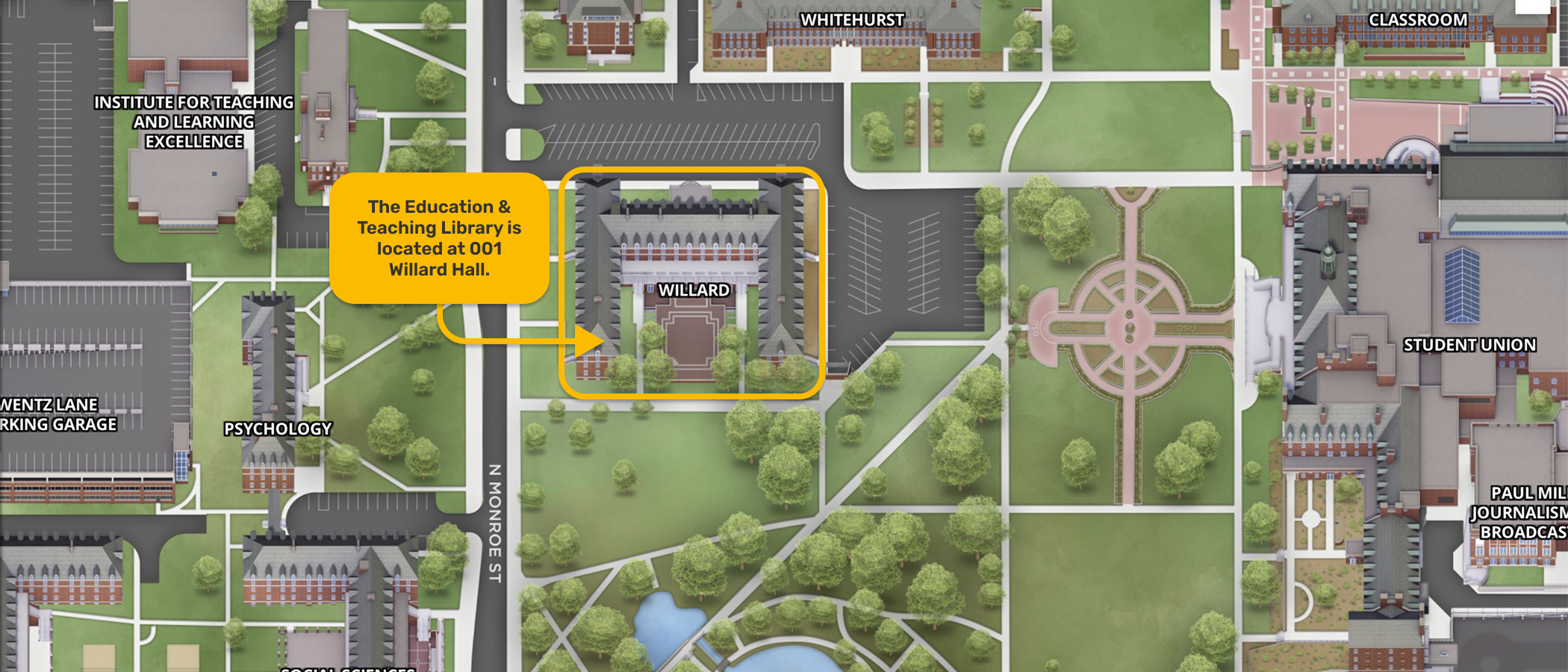 map for the Education and Teaching Library