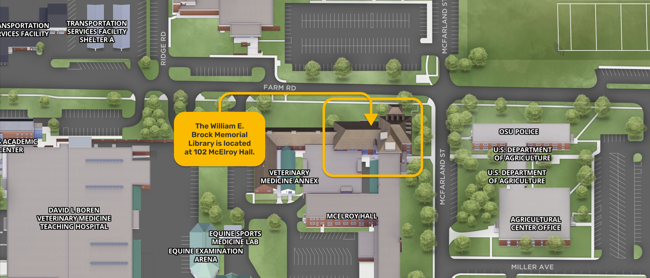 map for the Veterinary Medicine Library